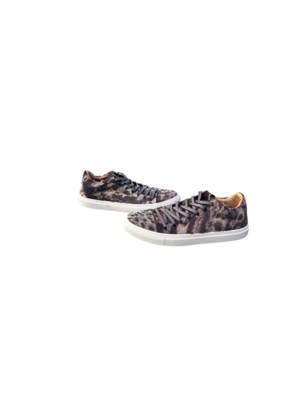 New John Varvatos Reed Calf Hair Animal Print Low Top Lace Up Sneaker Caper 10